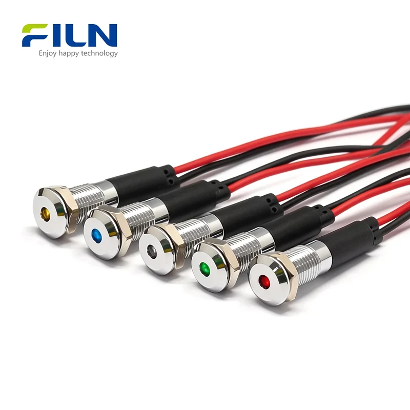 Equipment Panel Indicator 8MM 12V 24V 220V IP67 LED for Industrial CNC FILN