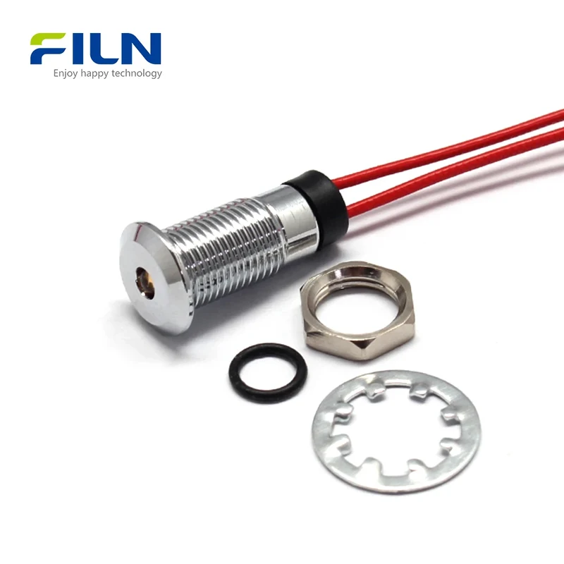 DC Indicator Light 8MM Waterproof LED Signal Lamp for Control Panels FILN