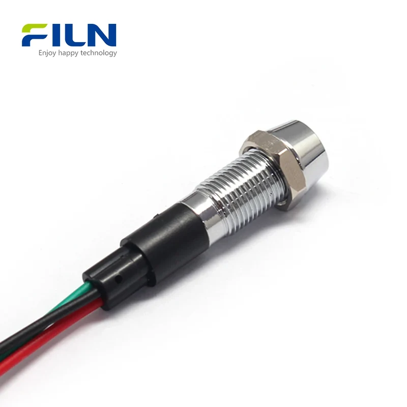 Red/Blue Dual-color LED Indicator 8mm IP67 Waterproof 12V-220V Signal Light FILN