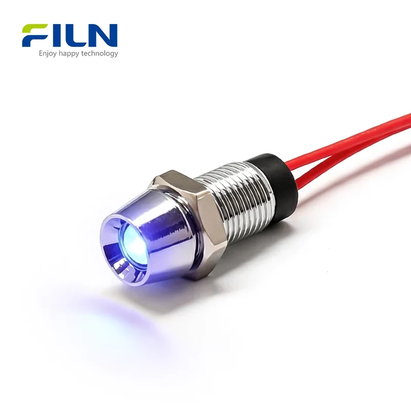12V Panel Indicator Light 8MM 12-24V IP65 Waterproof Panel Mount FILN