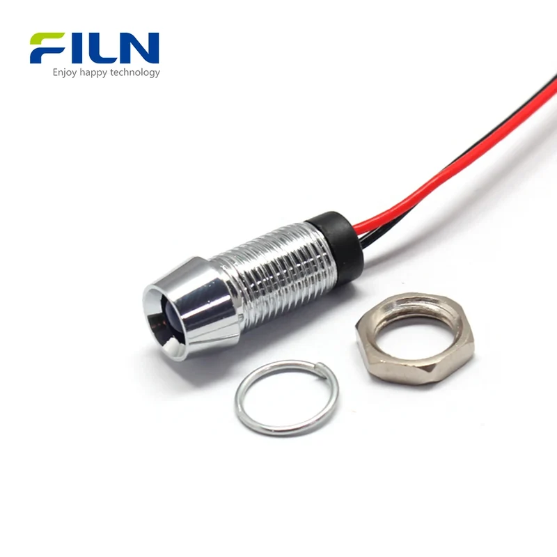 12V Panel Indicator Light 8MM 12-24V IP65 Waterproof Panel Mount FILN