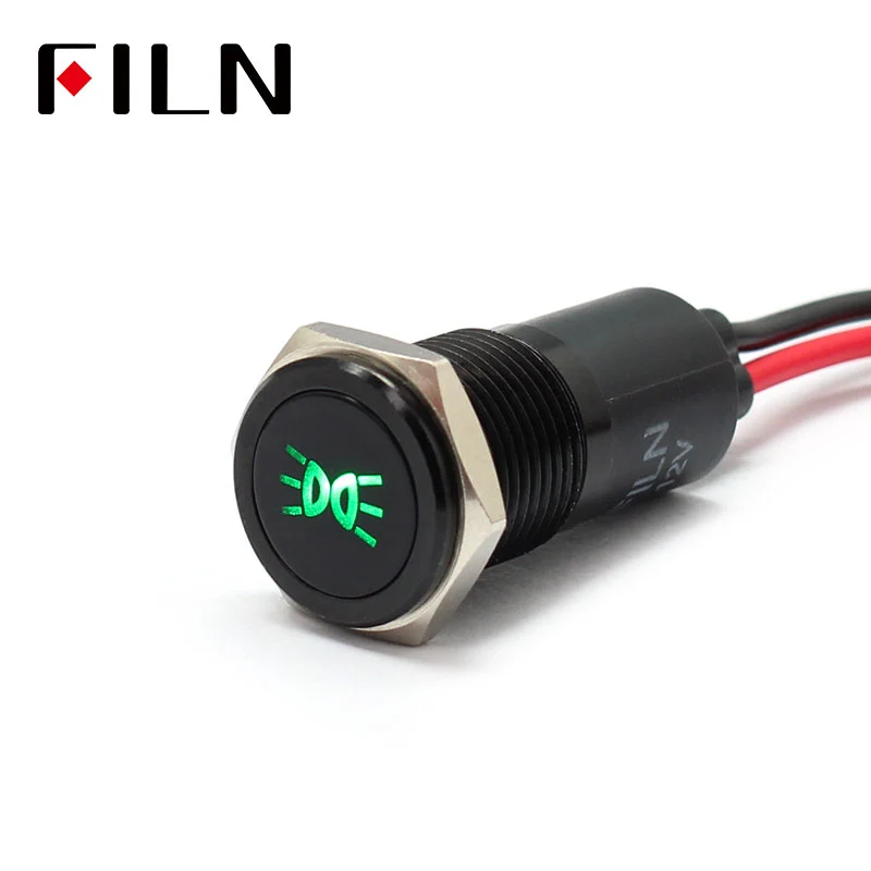 14MM IP67 Airbag Warning Symbol Indicator Light White