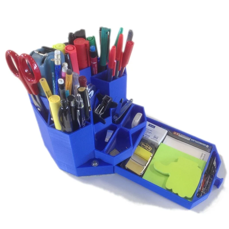 Organisateur de bureau hexagonal avec spacieux tiroir coulissant