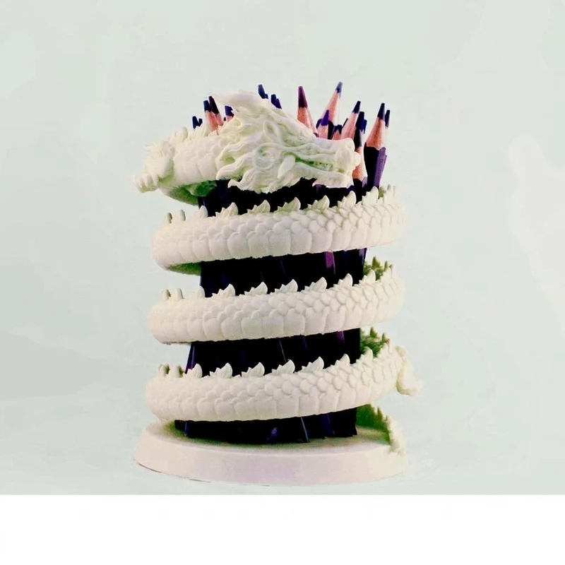 Porte-crayon décoratif avec design de dragon pour le bureau