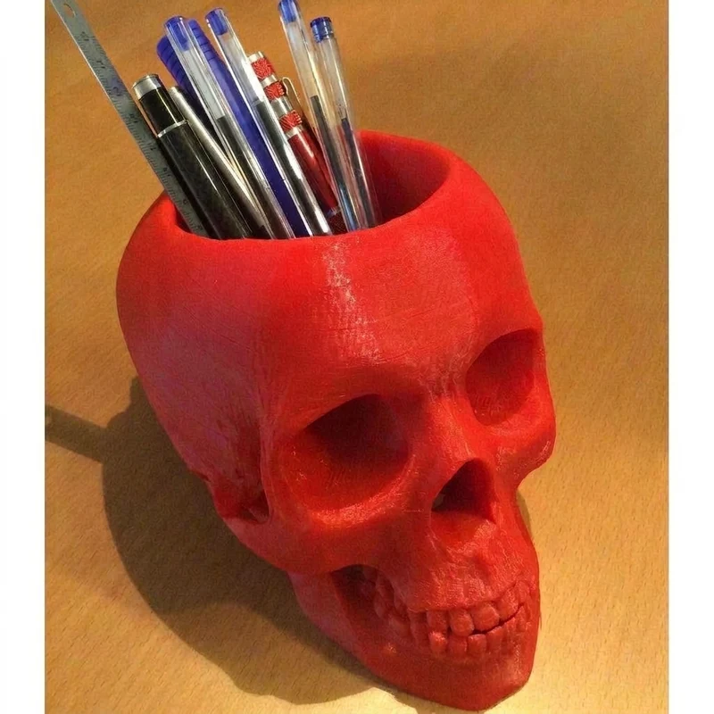 Pot à crayons et stylos en forme de crâne pour bureau