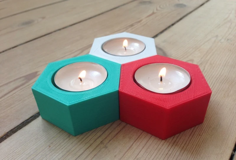 Bougeoir hexagonal simple pour bougies classiques
