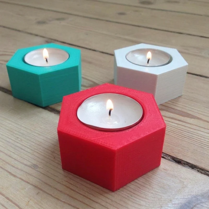 Bougeoir hexagonal simple pour bougies classiques