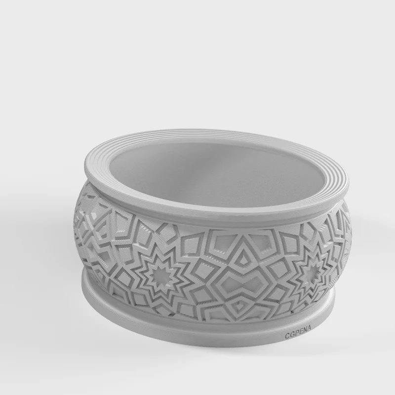 Cache-pot pour herbes avec motif géométrique et soucoupe