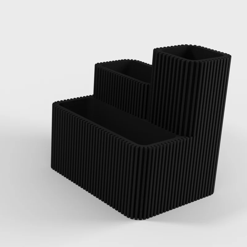 Cache-pot et vase moderne 3-en-1 à rainures