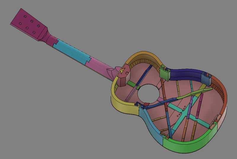 3DG v1.1 - Guitare acoustique grandeur nature imprimable en 3D