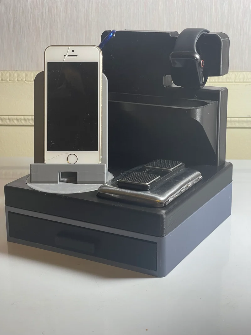 Organisateur de table de chevet avec tiroir pour téléphones et objets de valeur