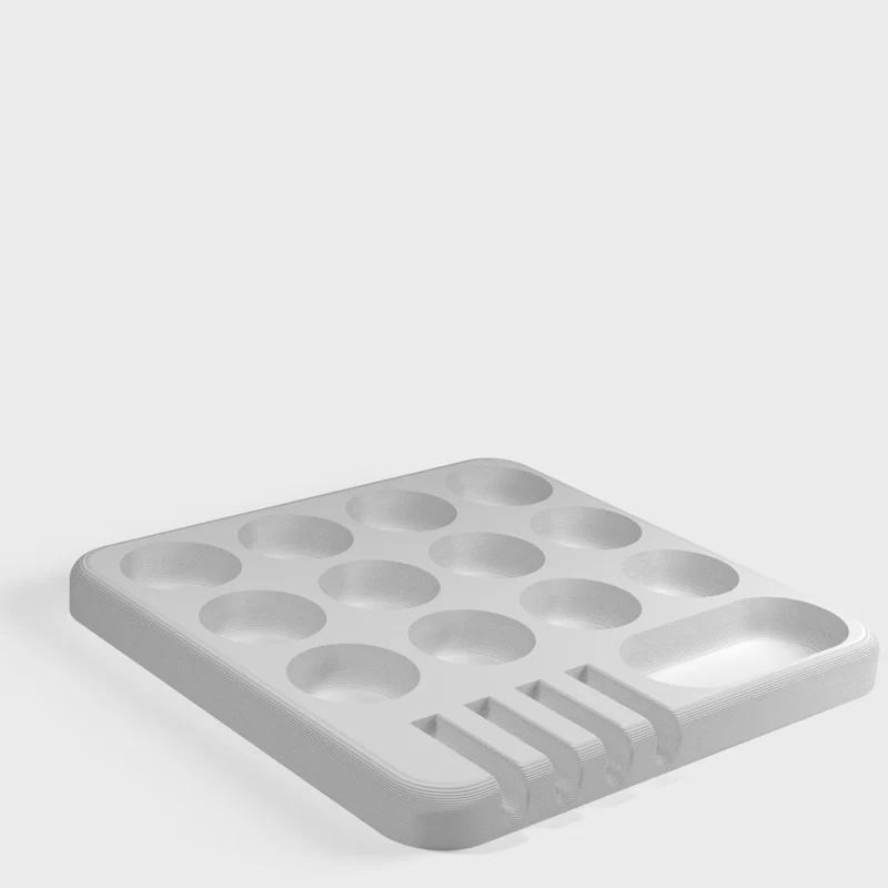 Palette de peinture pratique avec supports pour pinceaux et compartiments pour l'eau
