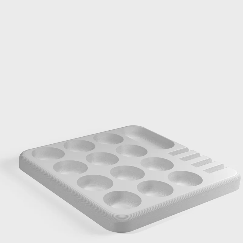 Palette de peinture pratique avec supports pour pinceaux et compartiments pour l'eau