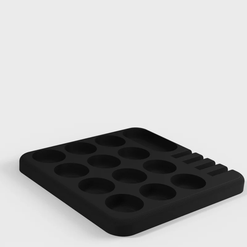 Palette de peinture pratique avec supports pour pinceaux et compartiments pour l'eau