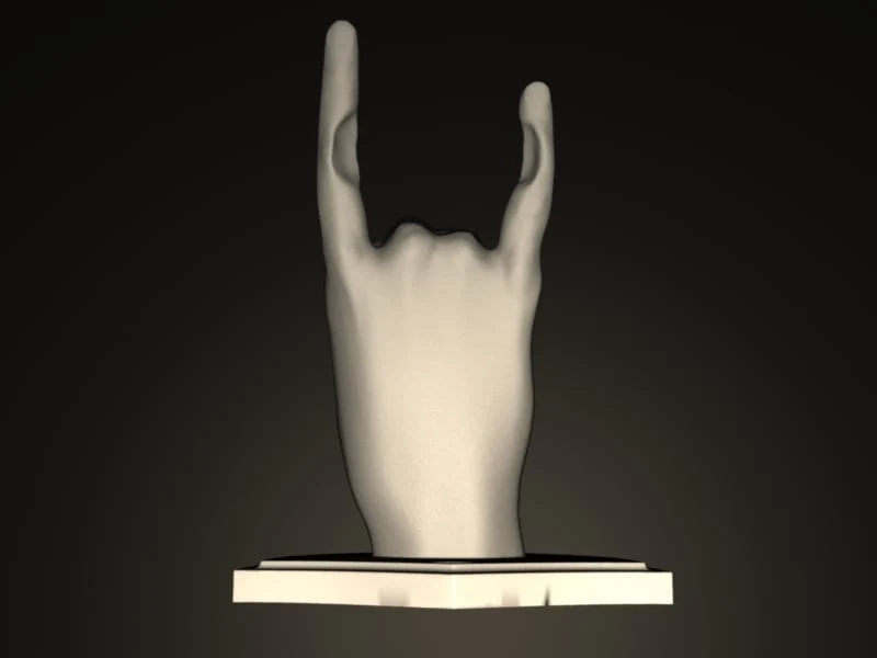 Support de guitare en forme de main avec le geste 'Rock On!'