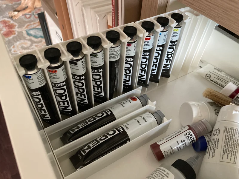 Organisateur pour peinture acrylique Golden - Rack de rangement pour tubes de peinture de 2oz/59ml et 0.75oz/22ml