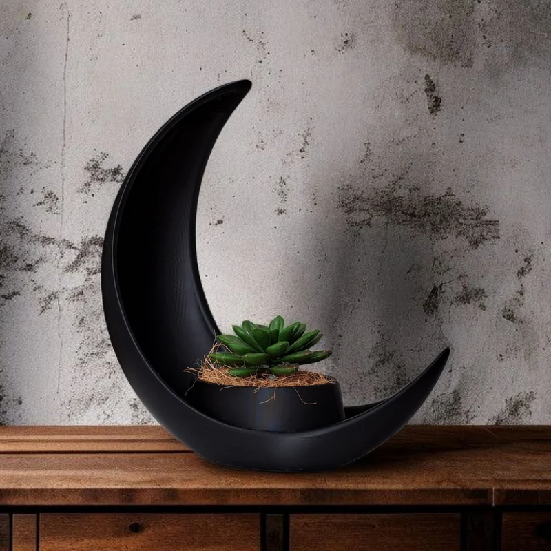 Demi-lune décorative avec pot de fleurs elliptique