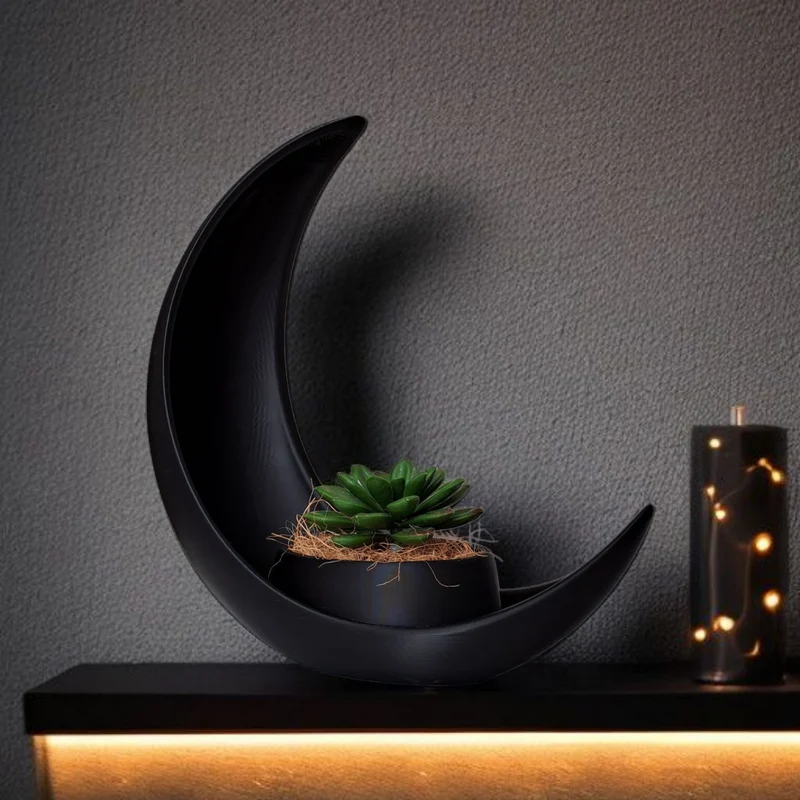 Demi-lune décorative avec pot de fleurs elliptique