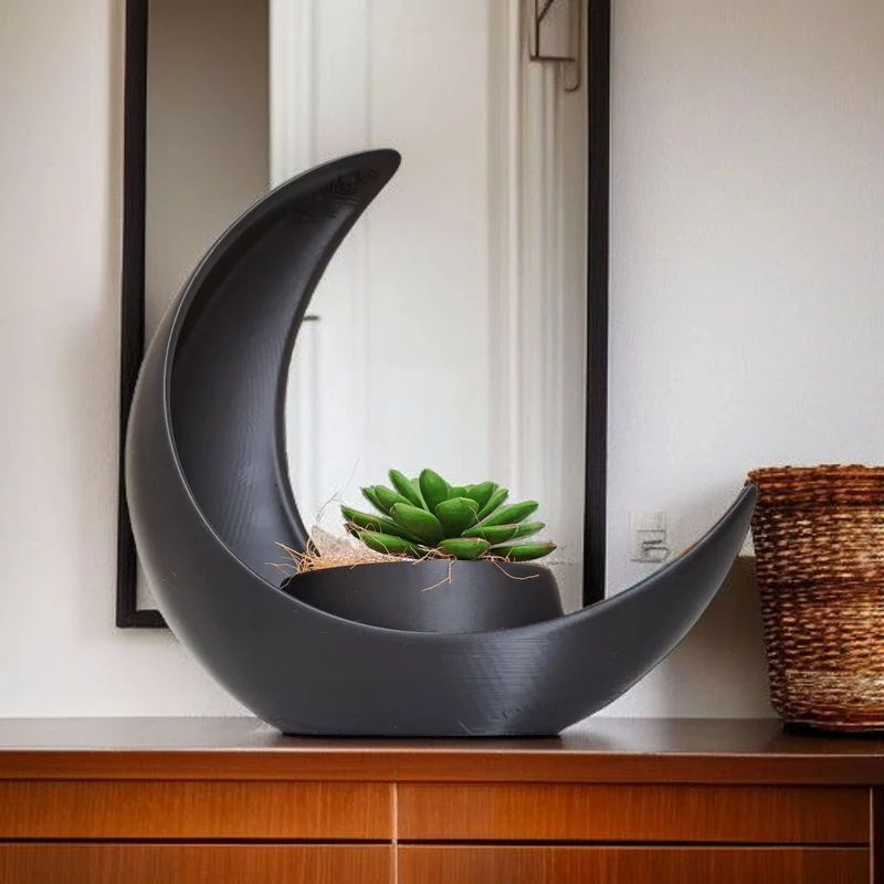Demi-lune décorative avec pot de fleurs elliptique