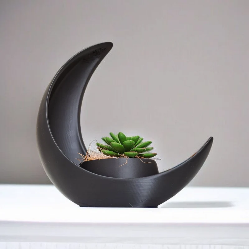 Demi-lune décorative avec pot de fleurs elliptique