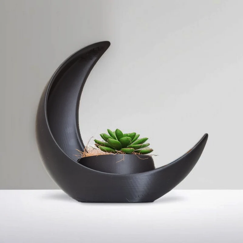 Demi-lune décorative avec pot de fleurs elliptique