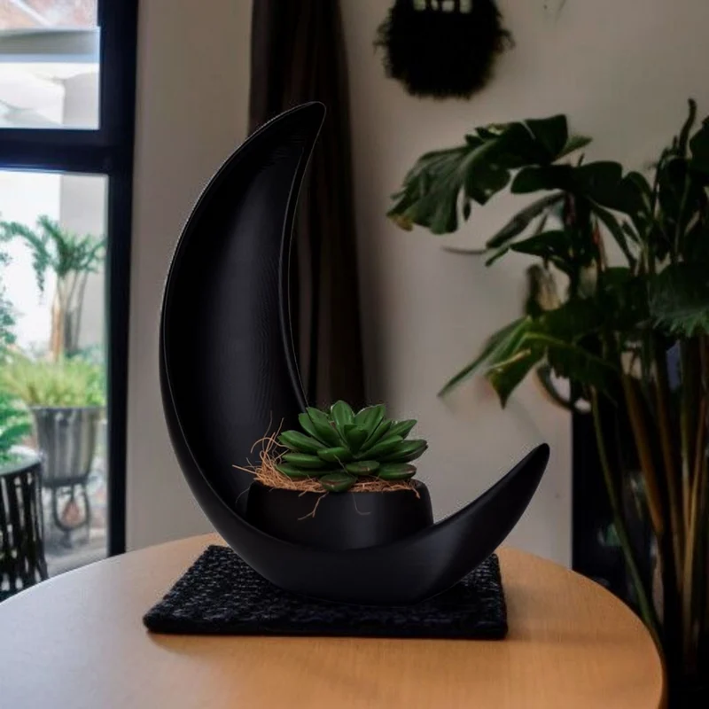 Demi-lune décorative avec pot de fleurs elliptique