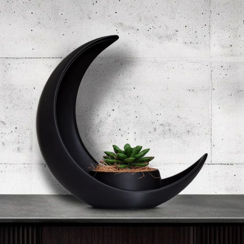 Demi-lune décorative avec pot de fleurs elliptique