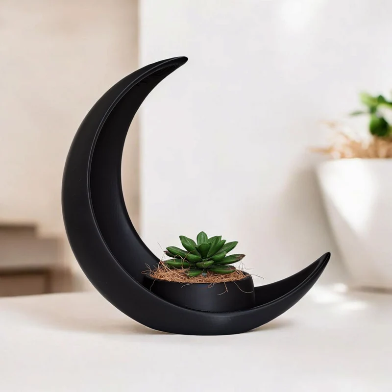 Demi-lune décorative avec pot de fleurs elliptique