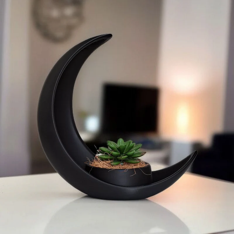 Demi-lune décorative avec pot de fleurs elliptique