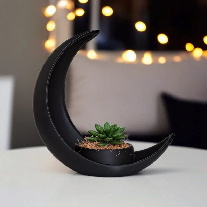 Demi-lune décorative avec pot de fleurs elliptique