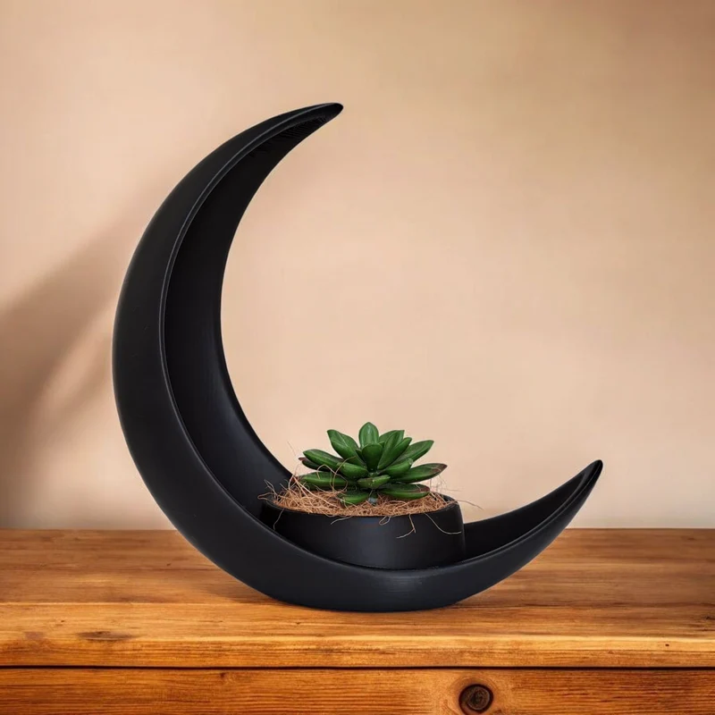 Demi-lune décorative avec pot de fleurs elliptique