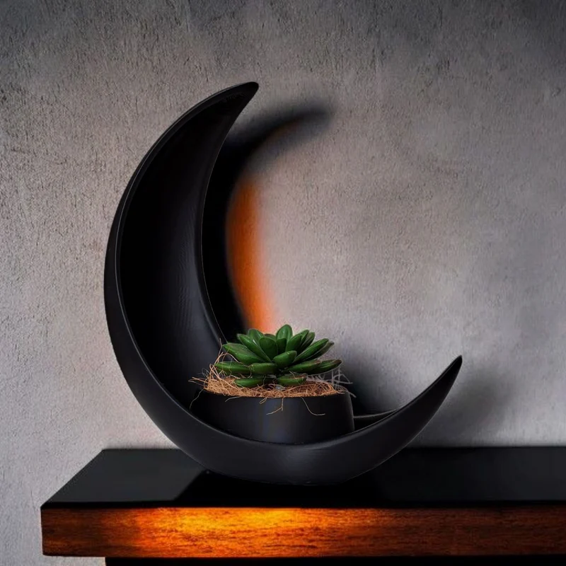 Demi-lune décorative avec pot de fleurs elliptique