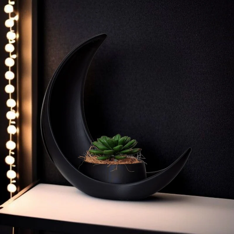 Demi-lune décorative avec pot de fleurs elliptique