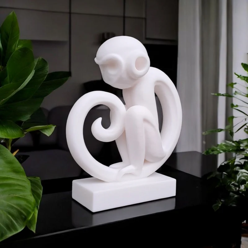 Sculpture de singe minimaliste pour la maison moderne