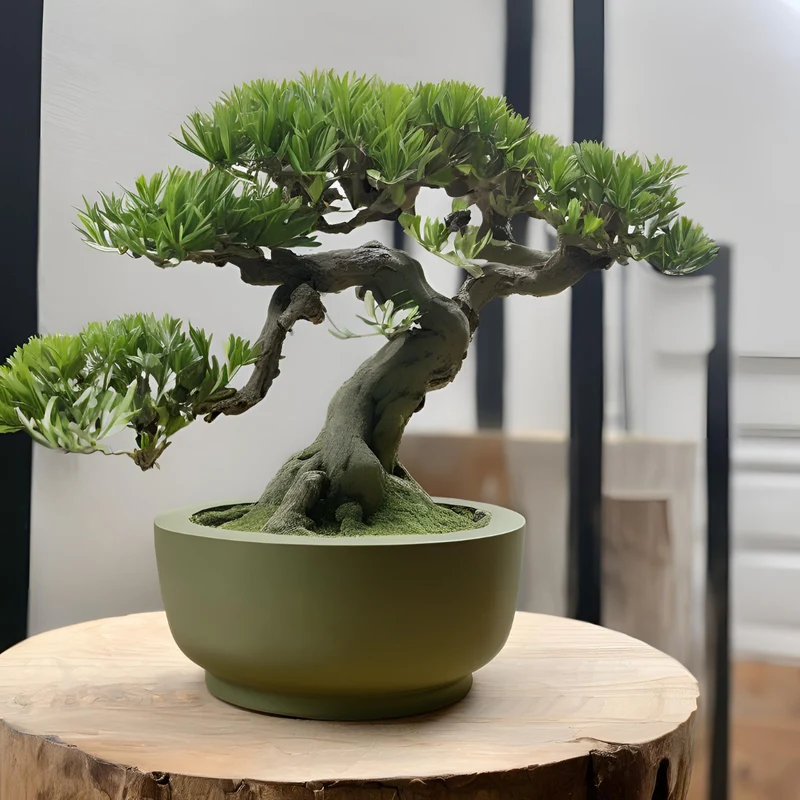 Pot de bonsaï minimaliste rond pour petites plantes