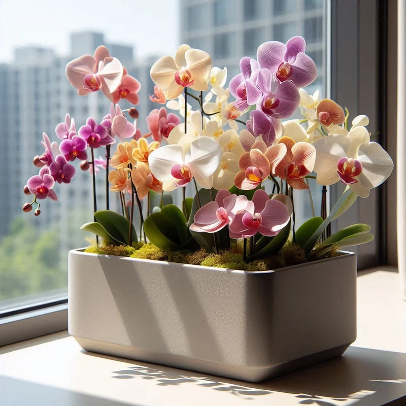 Pot d'orchidée moderne rectangulaire pour plantes d'intérieur