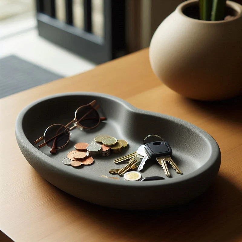 Vide-poche moderne en forme de haricot pour clés et pièces