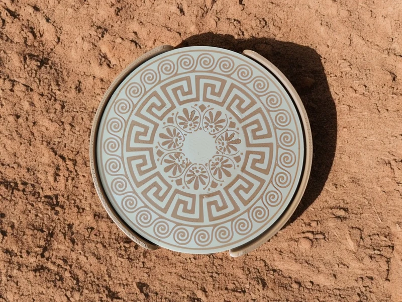 Sous-verres en verre au design grec avec support pratique