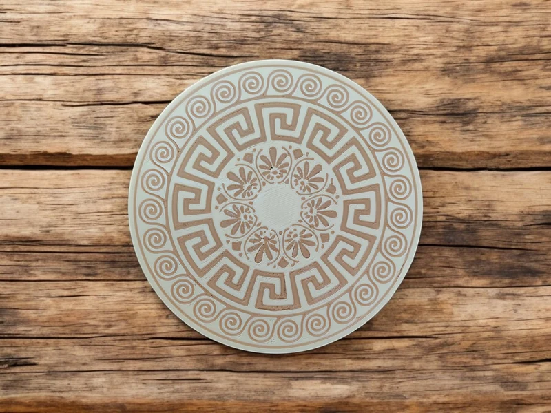 Sous-verres en verre au design grec avec support pratique