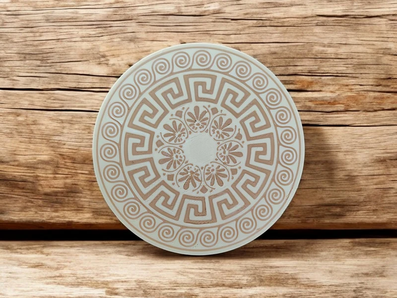 Sous-verres en verre au design grec avec support pratique