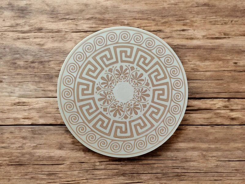 Sous-verres en verre au design grec avec support pratique