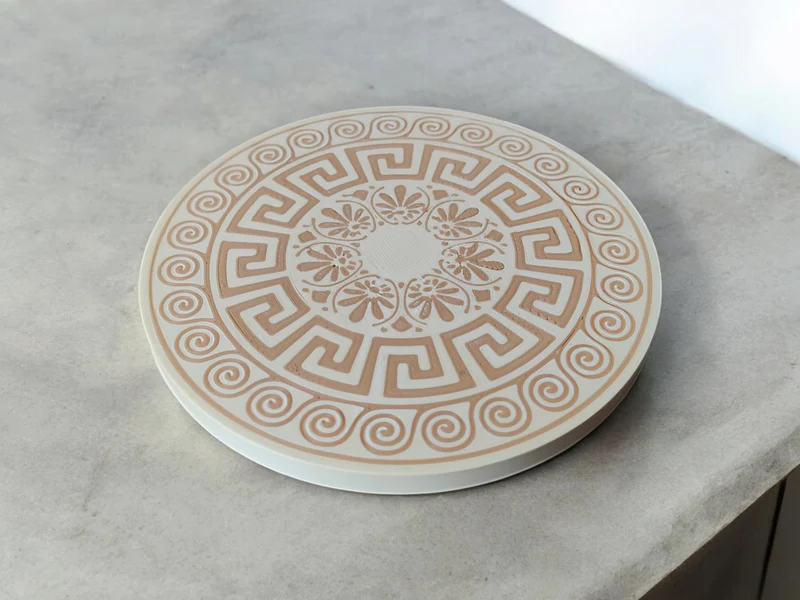 Sous-verres en verre au design grec avec support pratique