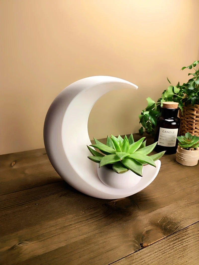 Vase en forme de demi-lune pour succulentes et bougies