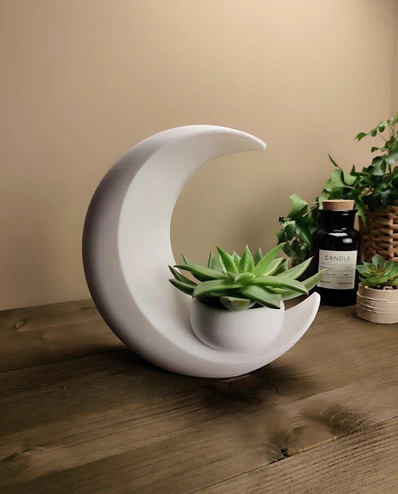 Vase en forme de demi-lune pour succulentes et bougies