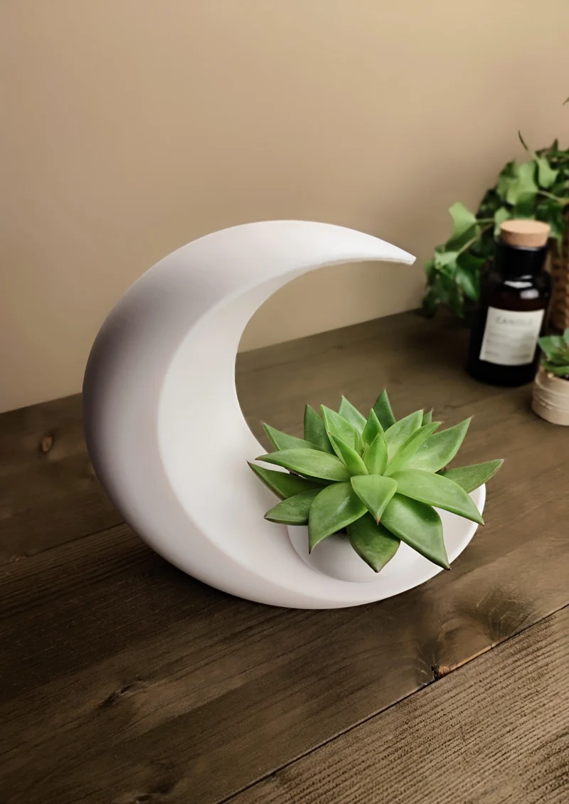Vase en forme de demi-lune pour succulentes et bougies