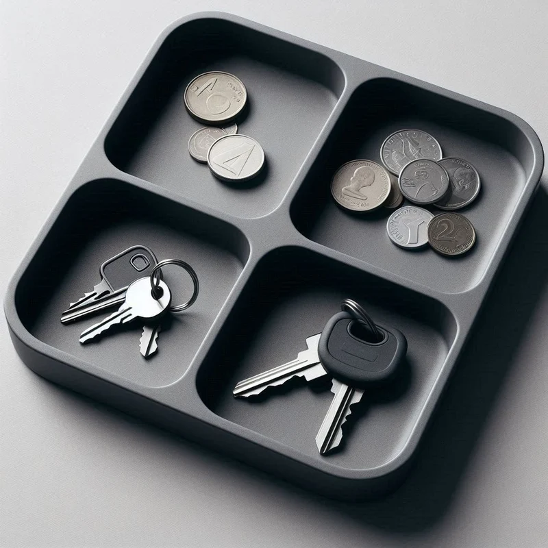 Vide-poche moderne avec quatre compartiments identiques