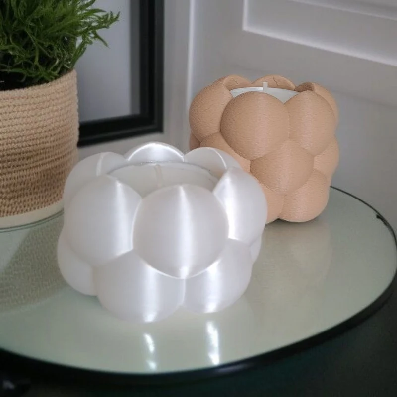 Ensemble de deux bougeoirs chauffe-plat en forme de bulle