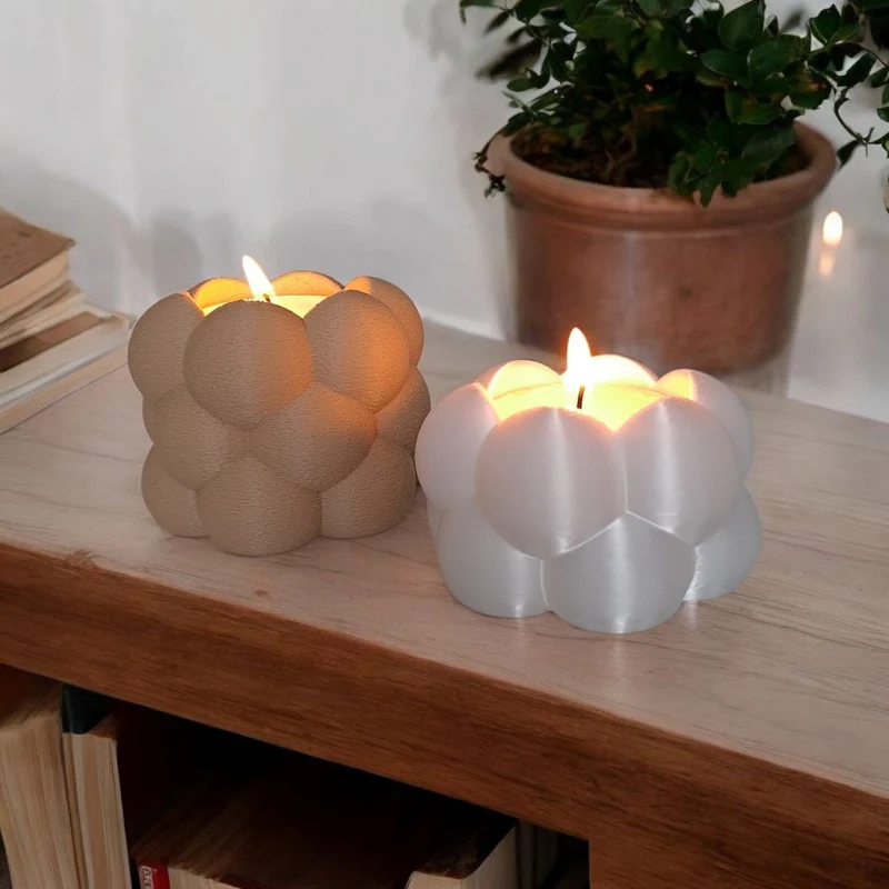 Ensemble de deux bougeoirs chauffe-plat en forme de bulle
