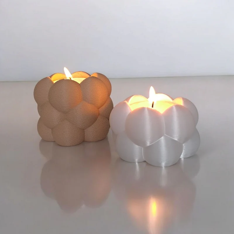 Ensemble de deux bougeoirs chauffe-plat en forme de bulle
