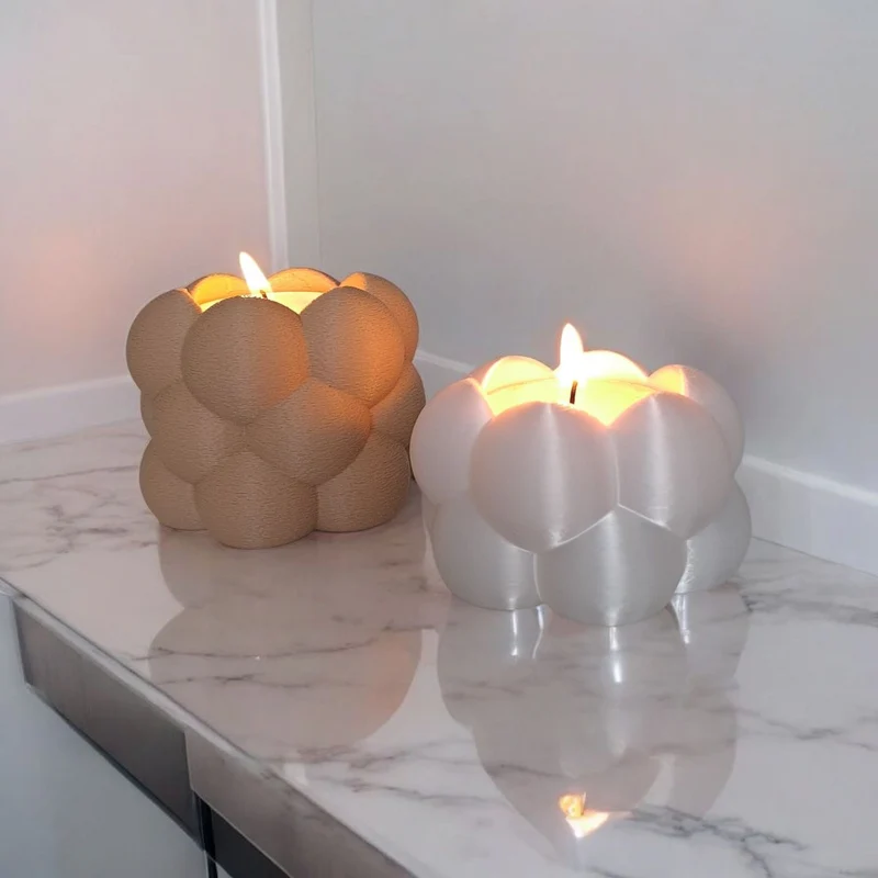 Ensemble de deux bougeoirs chauffe-plat en forme de bulle